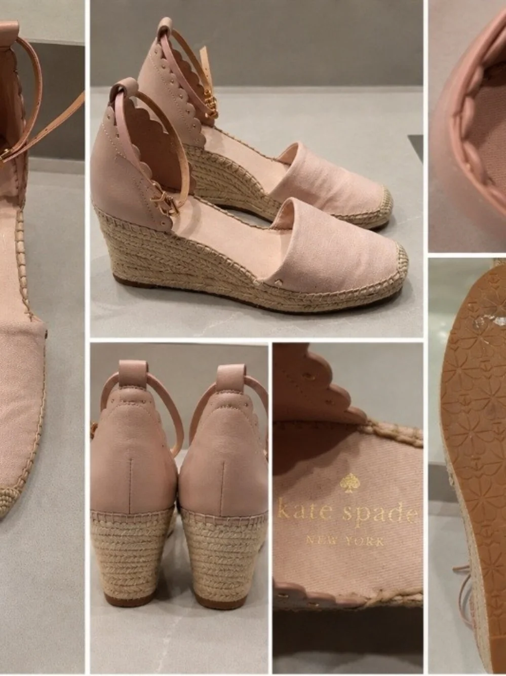 Kate Spade Blush Pink Espadrille Wedge Sandals Size 8
